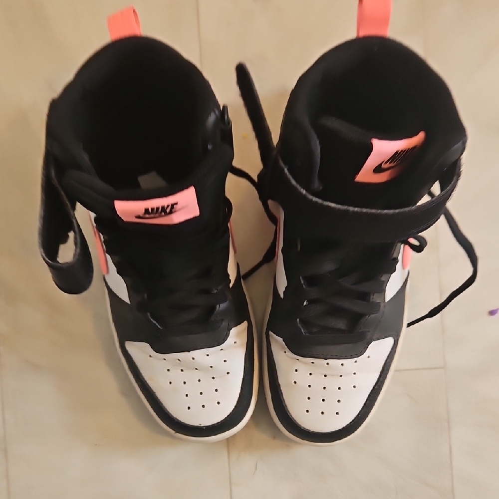 Nike High-Top Sneakers in Black, White & Pink Accent